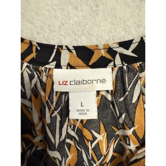 LIZ CLAIBORNE Women's Lightweight printed sleeveless button Top Size L Preowned - Picture 5 of 7